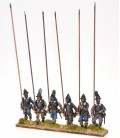 Armoured pikemen marching, helmets