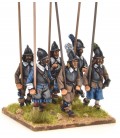 Armoured pikemen marching, helmets