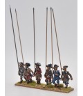 Unarmoured pikemen marching, soft hats