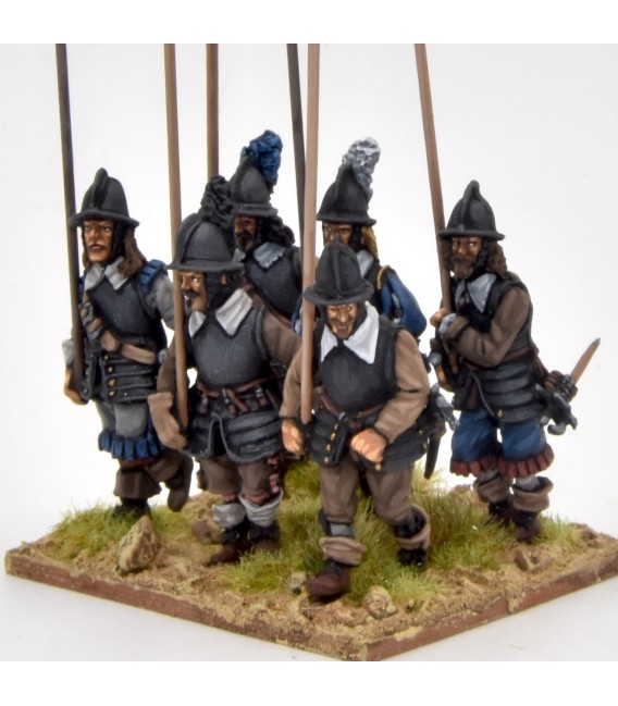 Armoured pikemen marching, helmets and tassels