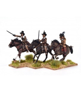 French Cavalry charging with sword, buff coat and chapeau d'arme