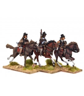 French Cavalry charging with pistol, breastplate and chapeay d'arme