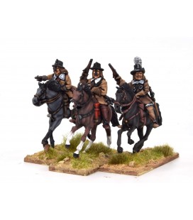 French Cavalry charging with pistol, buff coat and chapeau d'arme